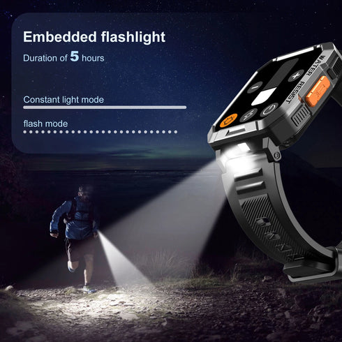 LifePulse Smartwatch Herren Militär mit Telefonfunktion Blutdruckmessung