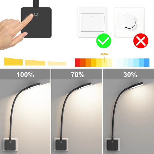 Amelie LED Wandleuchte mit Stecker Dimmbar Steckdosenleuchte | Shiraki