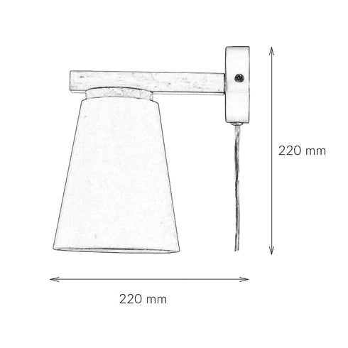 Alva Wandleuchte Grau Holz Skandinavisch E27 mit Schalter | Shiraki