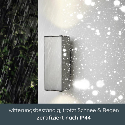Freya LED Wandleuchte Außen eckig Edelstahl matt | Shiraki