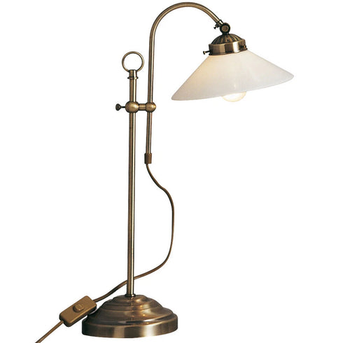 Amelia Tischlampe Antik E14 Glas Messing | Shiraki