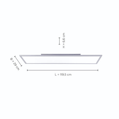 Brienne LED Deckenleuchte Flach Rechteckig Silber | Shiraki