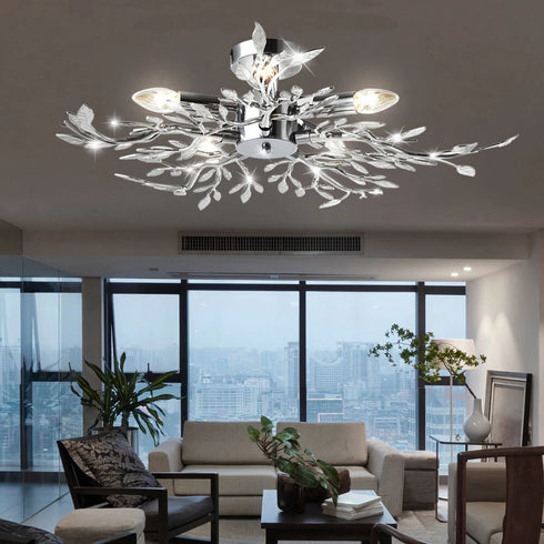 Selma LED Deckenlampe Chrom Blätter Äste | Shiraki