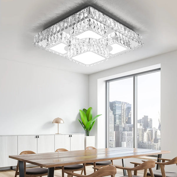Carina LED Kristall Deckenleuchte dimmbar Silber 48 cm | Shiraki