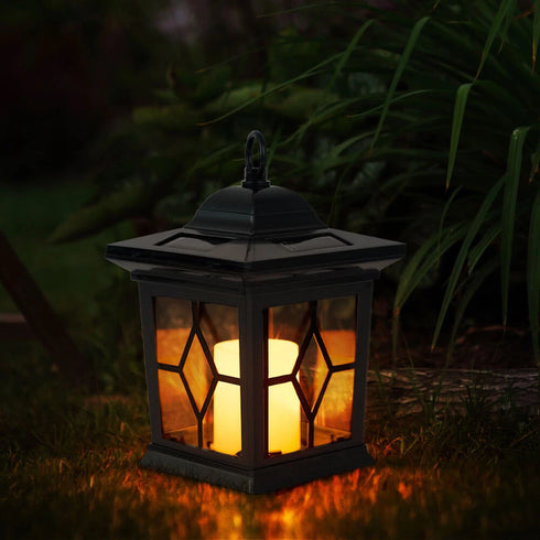 Senni Solarleuchte Garten LED Flackerlicht Erdspießlampe schwarz | Shiraki