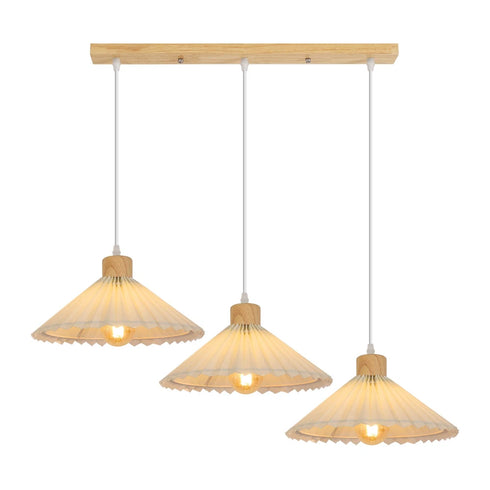Malm E27 Pendelleuchte Holz & Stoff Esstisch Hängeleuchte