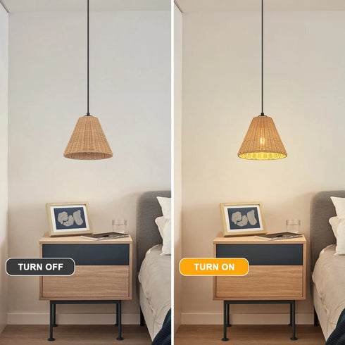 Liana Rattan Pendelleuchte Boho Deckenlampe E27 | Shiraki