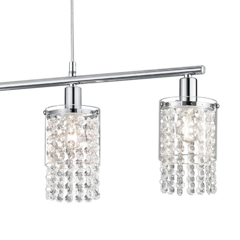 Lara LED Pendelleuchte 4-Flammen Kristall Chrom E14 Hängelampe | Shiraki