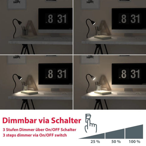 Liesel LED Klemmleuchte Tischlampe | Shiraki