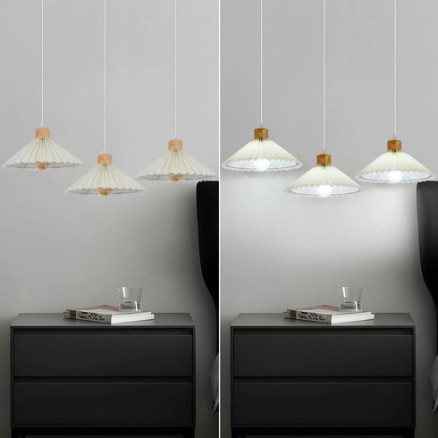 Malm E27 Pendelleuchte Holz & Stoff Esstisch Hängeleuchte