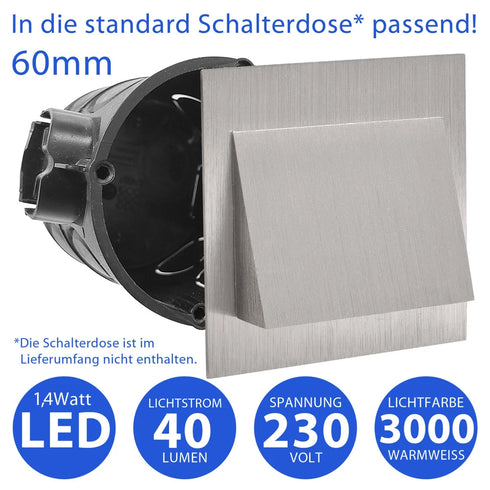 Ylva LED Treppenleuchte Einbau Wand Aluminium | Shiraki