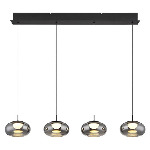 Bris LED-Pendelleuchte Rauchglas-Küchenlampe 4 Flammen