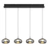 Bris LED-Pendelleuchte Rauchglas-Küchenlampe 4 Flammen