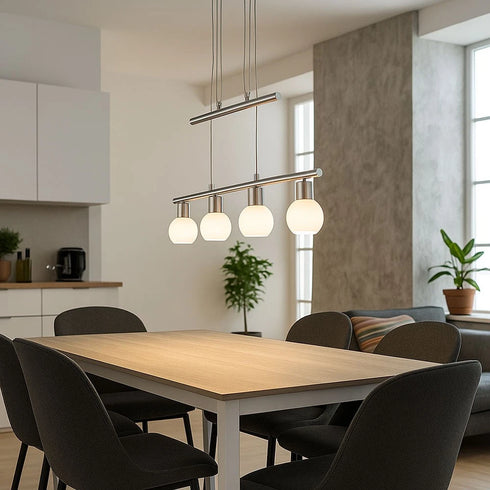 Signe LED Pendelleuchte Rauchglas Nickel Matt 4-flammig