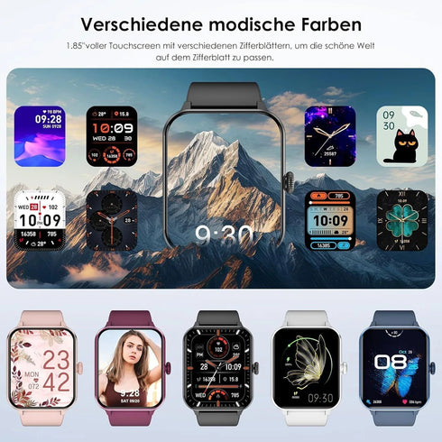 PulseLife Smartwatch für Damen und Herren mit Telefonfunktion Fitness-Tracker und Schrittzähler