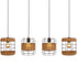 Elin Pendelleuchte 4-flammig Holz Rattan Schwarz | Shiraki