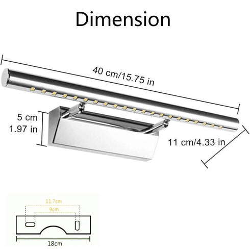 Lovisa LED Spiegelleuchte IP44 mit Schalter Edelstahl | Shiraki