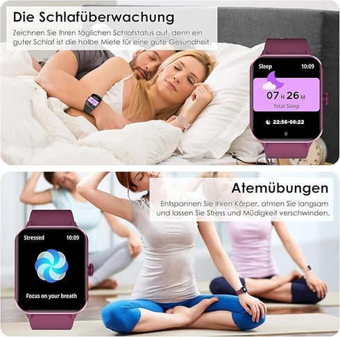 FitSphere Unisex Smartwatch mit Telefonfunktion Fitnessuhr Schrittzähler SpO₂