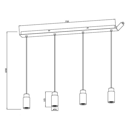 Soren Holz Metall LED Pendelleuchte 4-flammig | Shiraki