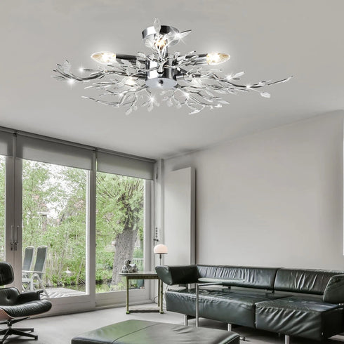 Selma LED Deckenlampe Chrom Blätter Äste | Shiraki
