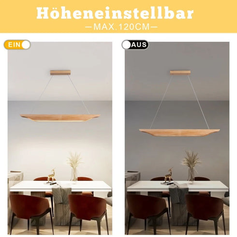 Rune LED Pendelleuchte Holz Dimmbar Hängelampe Höhenverstellbar