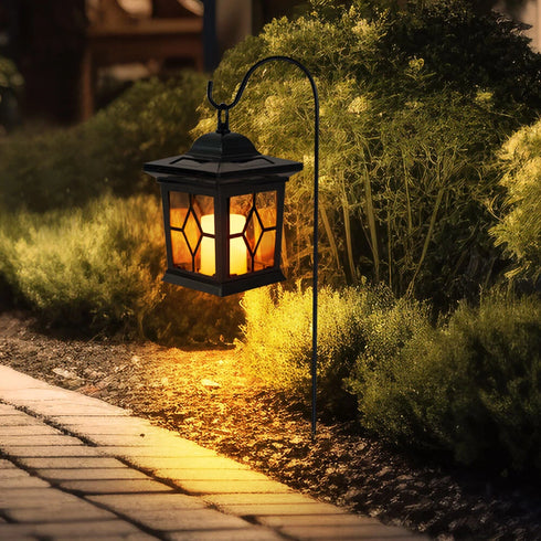 Senni Solarleuchte Garten LED Flackerlicht Erdspießlampe schwarz | Shiraki