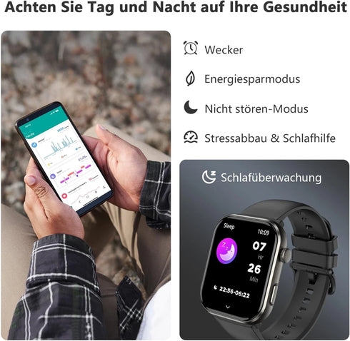 Trackon Smartwatch für Damen und Herren Fitnessuhr mit Always-On-Display