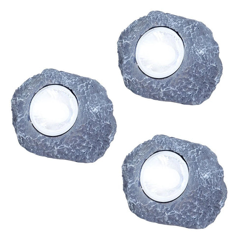 Luna 3er Set LED Solar Außenleuchten Stein | Shiraki