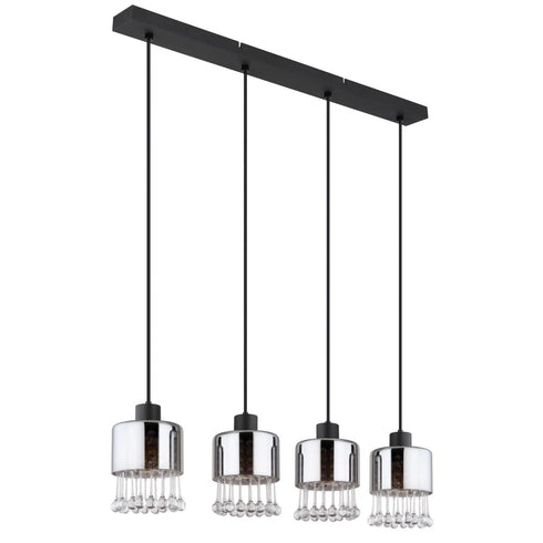Linnea Luxus Pendelleuchte 4-flammig Glas & Metall | Shiraki