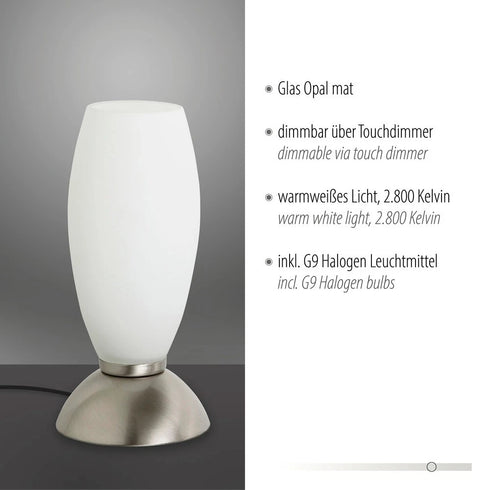Freya Tischleuchte Dimmbar G9 Glas weiß | Shiraki