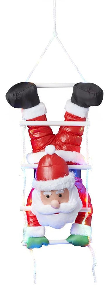 Kletternder Weihnachtsmann mit LED-Leiter – Bunte Weihnachtsdekorationen für Zuhause