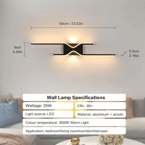 Sofia LED Wandleuchte 60cm Modernes Nachtlicht | Shiraki
