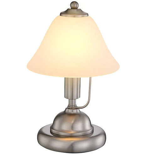 Sigrid Tischlampe E14 Alabasterglas Nickel | Shiraki