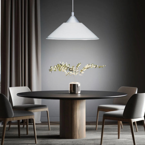 Maja Pendelleuchte Riefenglas Hängelampe Weiß | Shiraki