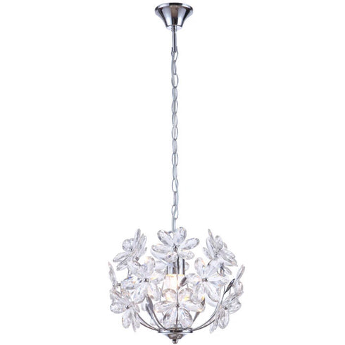 Eira Kristall-Pendelleuchte LED Blüten Acryl Chrom | Shiraki