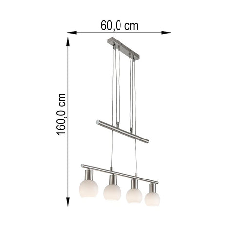 Signe LED Pendelleuchte Rauchglas Nickel Matt 4-flammig