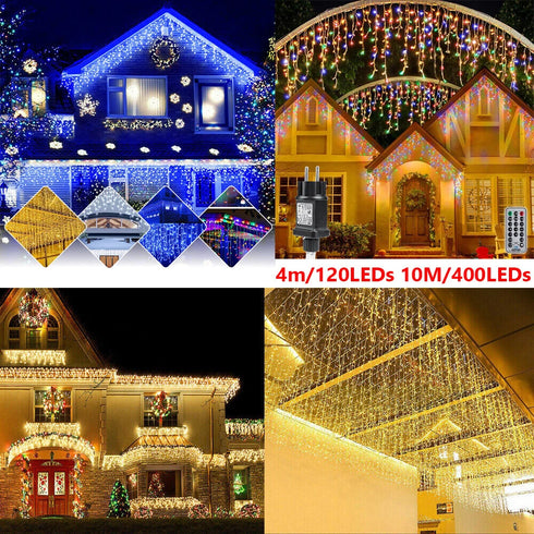 LED-Eiszapfen-Märchen 400 LEDs – warmes Weiß für Weihnachtsdekoration