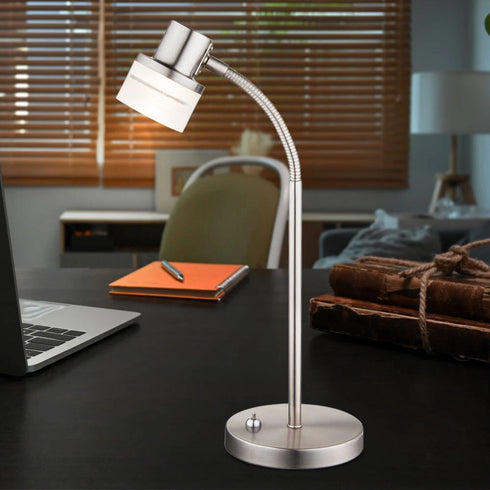Eleni LED Tischleuchte Flexo Arm Nickel-matt warmweiß | Shiraki
