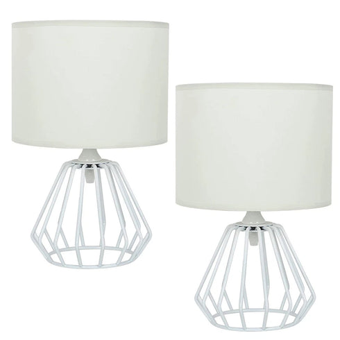 Celestina 2-teilige Tischlampe Stoff E27 Nachtlampe | Shiraki
