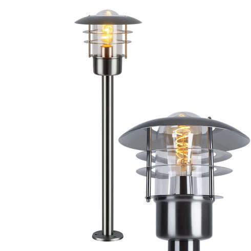Helmi Wegleuchte Edelstahl 80 cm LED E27 Außenleuchte | Shiraki