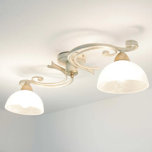 Hedda Deckenlampe 2-flammig Weiß E27 | Shiraki