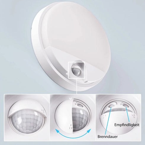 Agneta LED Außenleuchte 15W mit Bewegungsmelder Kunststoff | Shiraki