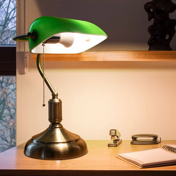 Thalia Bankerlampe Tischlampe Vintage E27 Retro Grün | Shiraki