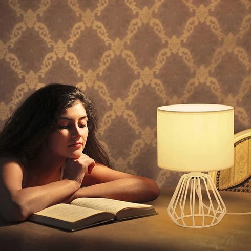 Celestina 2-teilige Tischlampe Stoff E27 Nachtlampe | Shiraki