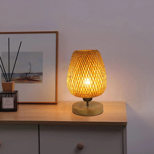 Lavinia 2-teilige Bambus-Tischlampe aus Natürlichem Holzstoff Nachtlicht | Shiraki