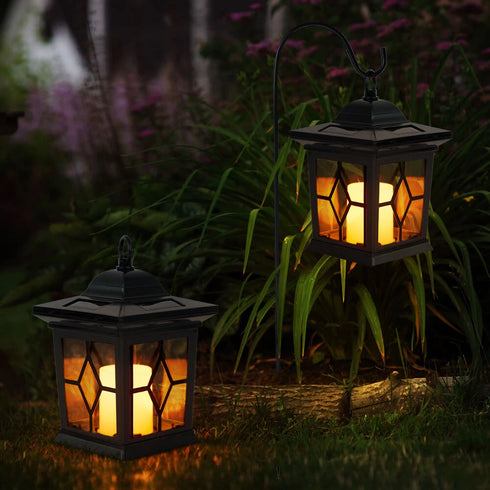 Senni Solarleuchte Garten LED Flackerlicht Erdspießlampe schwarz | Shiraki