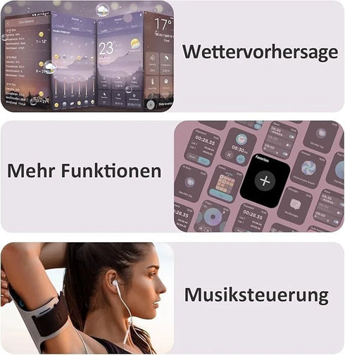 FitSphere Unisex Smartwatch mit Telefonfunktion Fitnessuhr Schrittzähler SpO₂