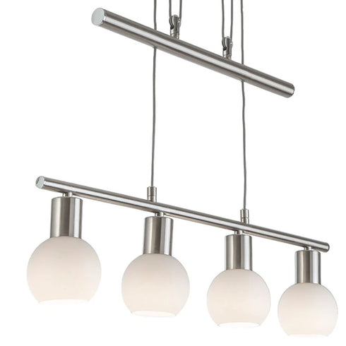 Signe LED Pendelleuchte Rauchglas Nickel Matt 4-flammig