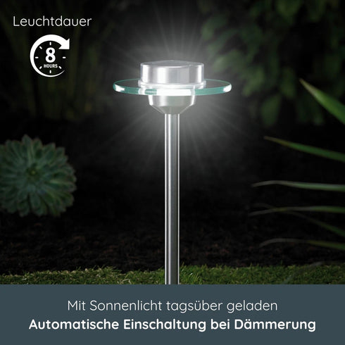 VelaLum Solar LED Gartenleuchte Edelstahl 50 cm | Shiraki