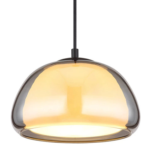 Charlotte Pendelleuchte rund Rauchglas opal schwarz E14 | Shiraki